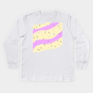 Pink yellow watercolor abstract art design Kids Long Sleeve T-Shirt